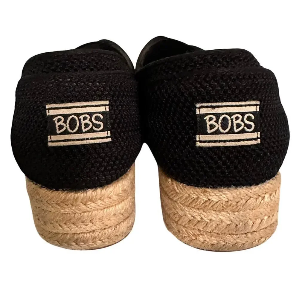 BOBS Women’s‎ Size 8 Black Woven Memory Foam From Sketchers Slip Bohemian EUC